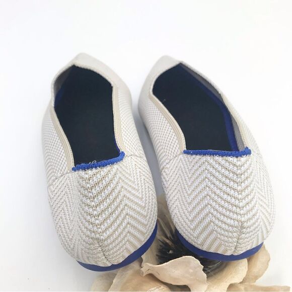 Woman by Projects Soft Knit Herringbone Cream Tan Pointed Flats - Picture 8 of 11